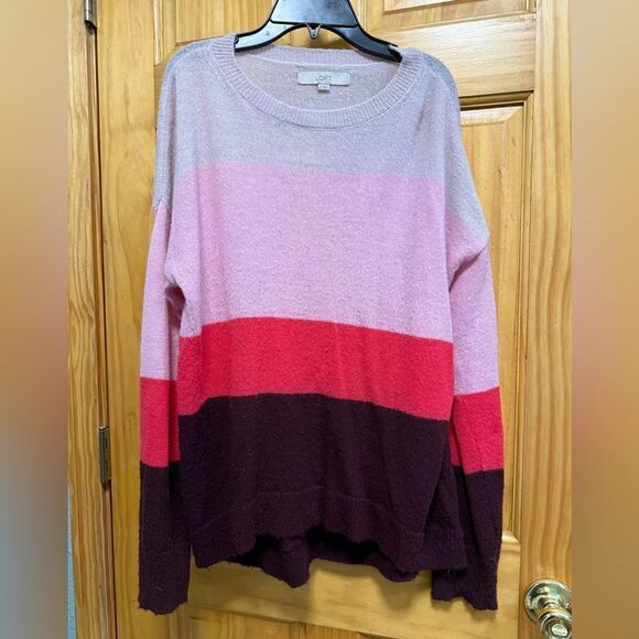 Loft size S Oversized Shades of Pink Colorblock Women's Sweater - Picture 1 of 7